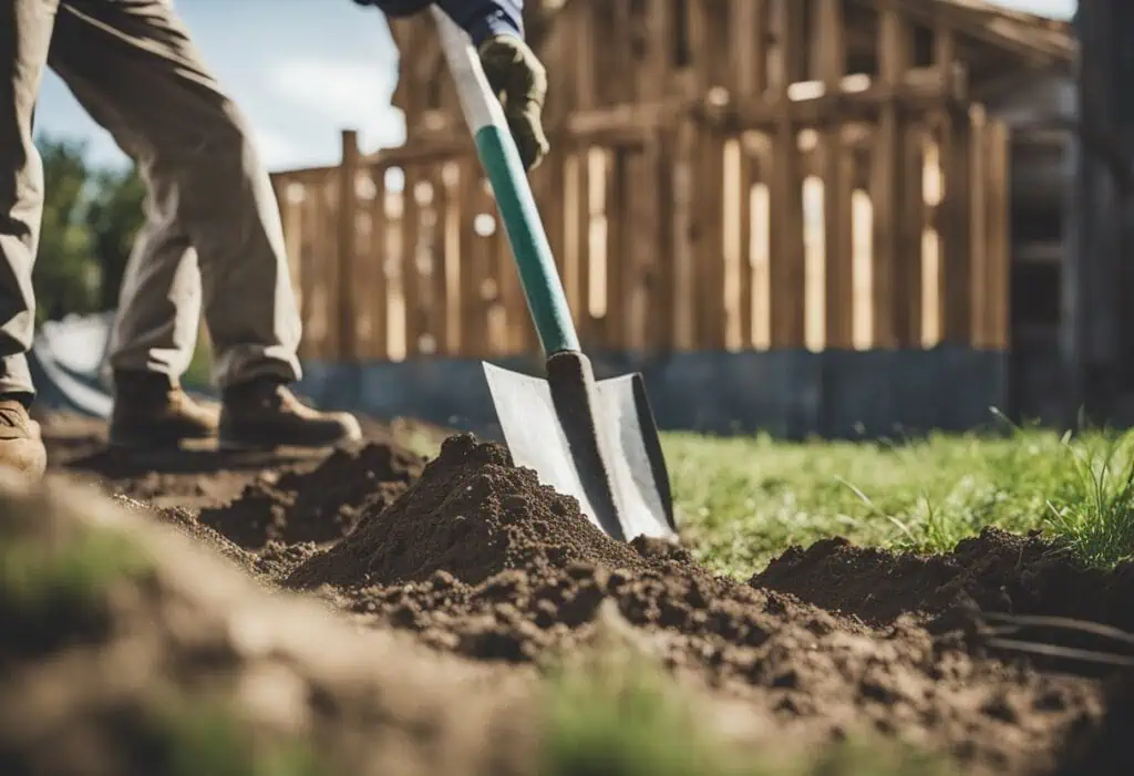 Excavation work for garden landscaping and property renovation by Hoe Aik Renovation Construction.