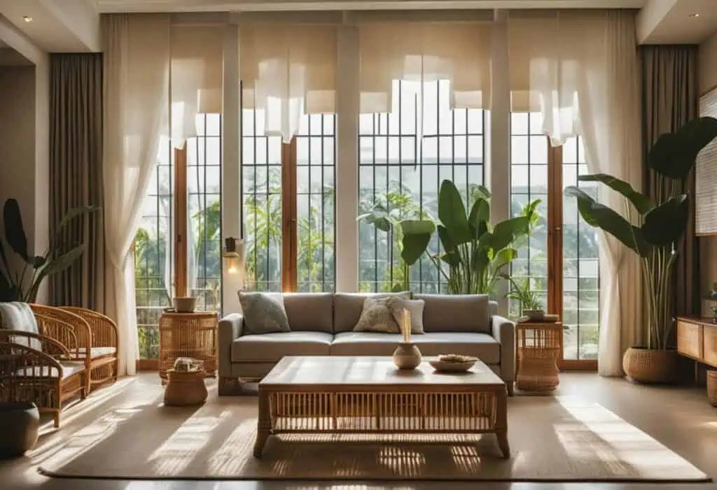 Elegant living room featuring Wondrous La Vie furniture with natural light and lush greenery.