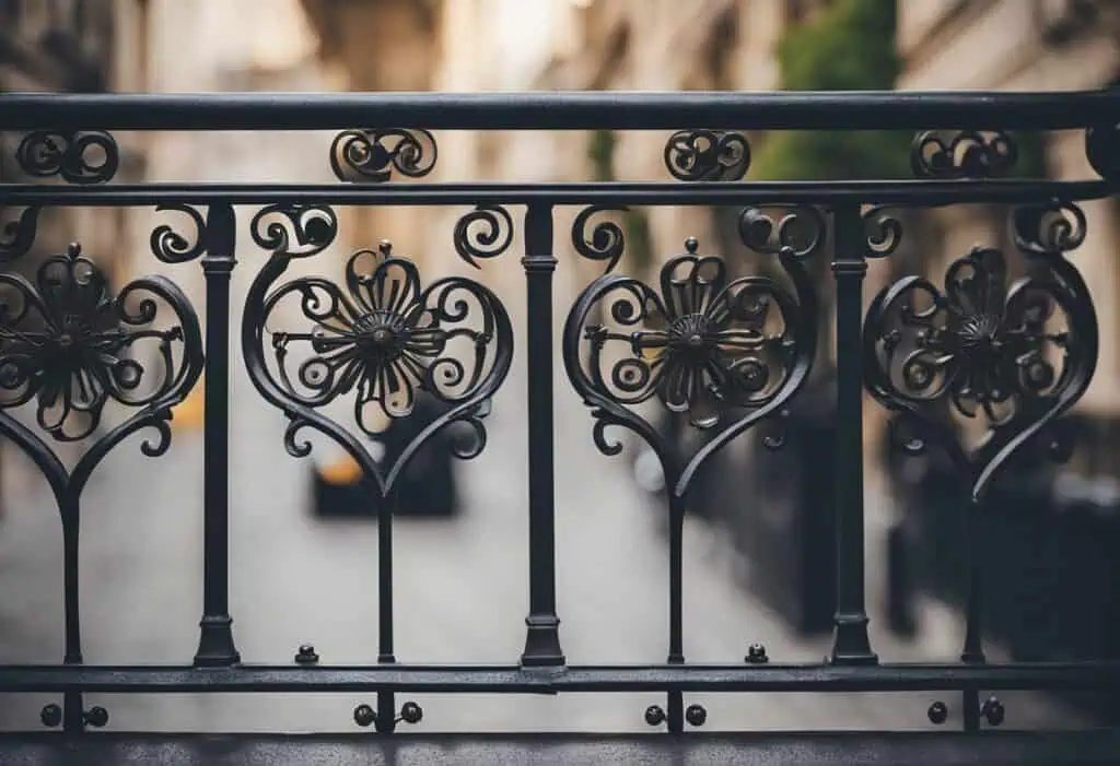 Elegant wrought iron balcony railing with intricate floral patterns.