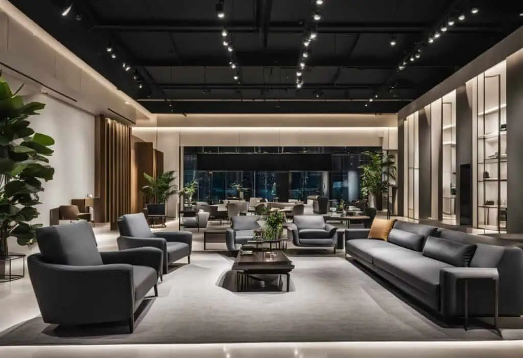 Elegant modern lounge featuring Hudson Furniture's stylish seating and contemporary decor. Perfect f.
