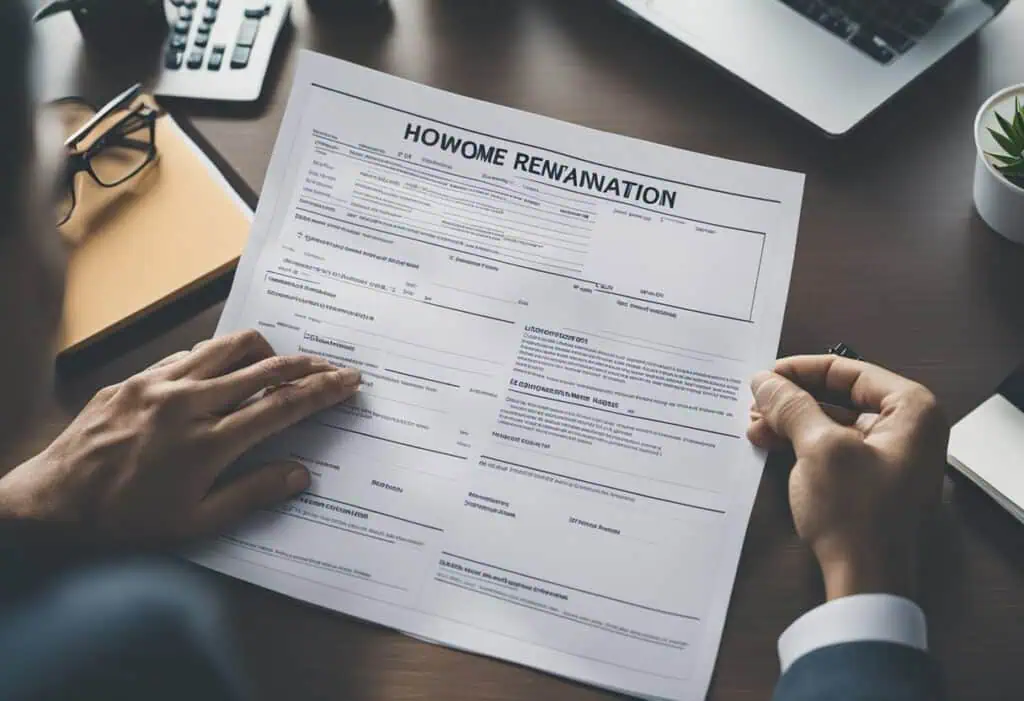Home renovation loan form for home improvement projects in Singapore.