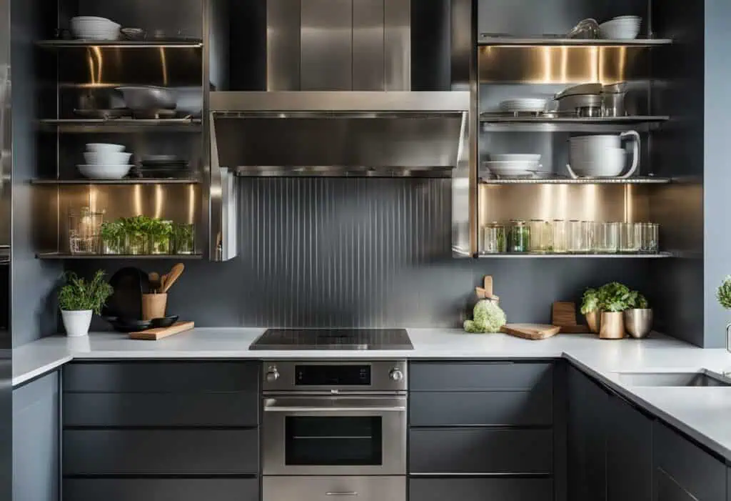 Industrial kitchen cabinets blending style and functionality for a contemporary look.