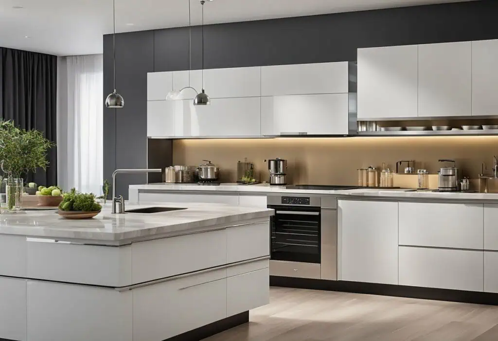 Elegant Italian kitchen cabinets featuring minimalist style and high-quality craftsmanship. Perfect.