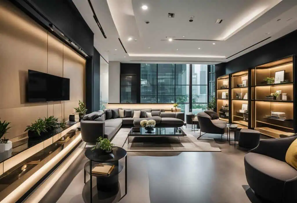 Elegant modern living room featuring sustainable and unique furniture designs for stylish comfort.