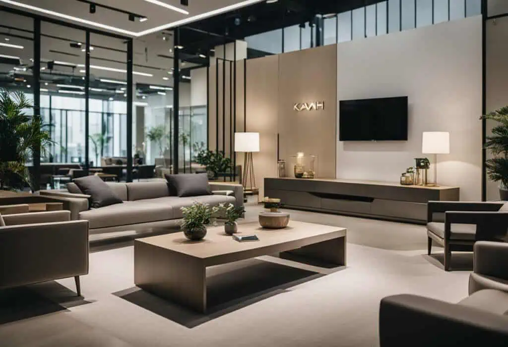 Kawah furniture display with stylish, contemporary pieces for elegant home decor in Singapore.