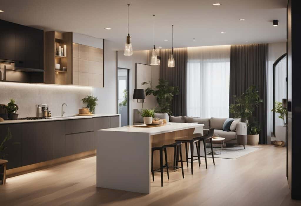 kitchen and living room designs combine