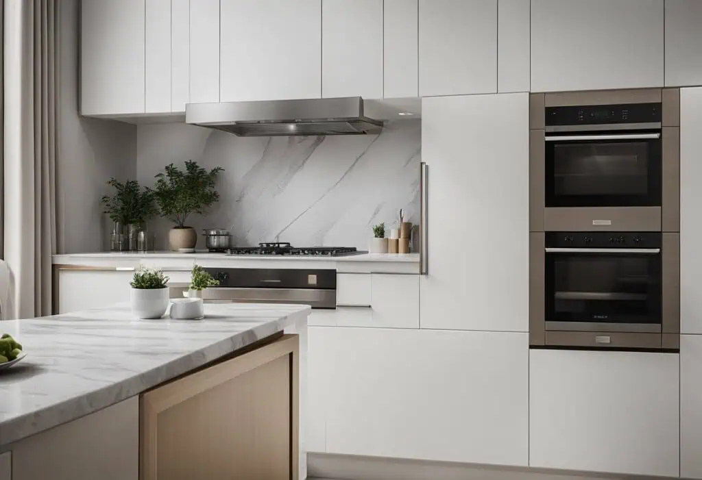 Elegant kitchen cabinet table top with clean lines and contemporary style.