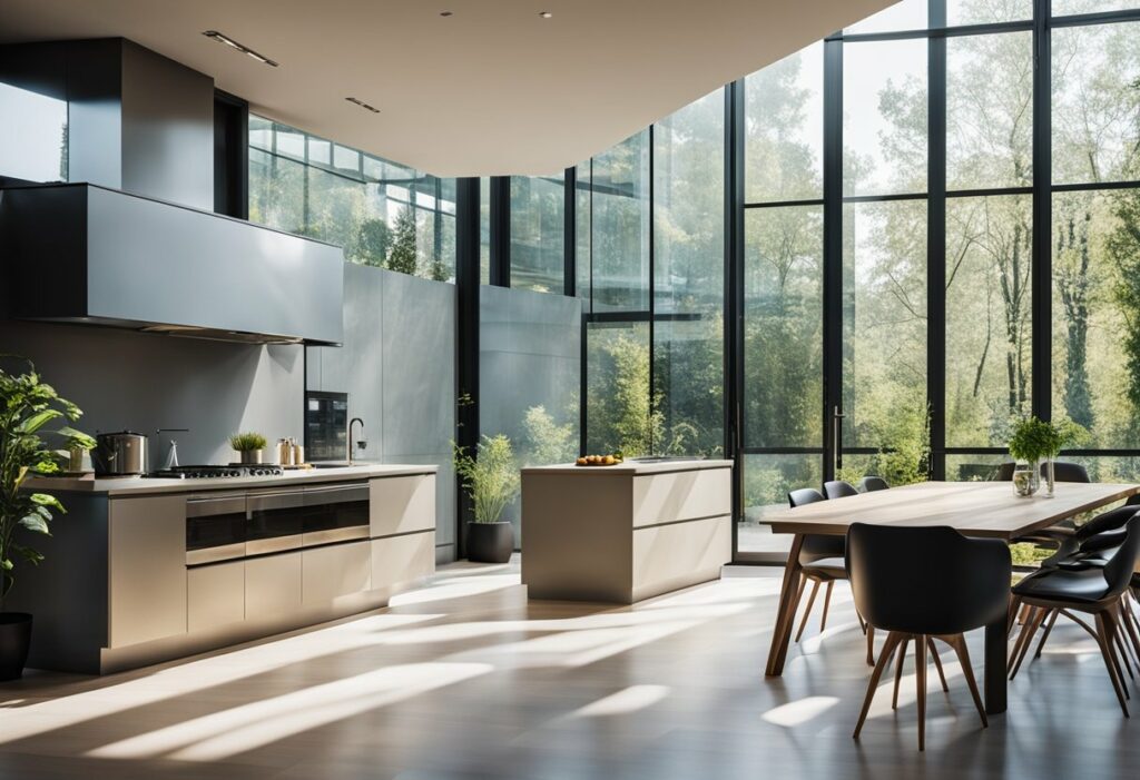 kitchen glass wall design