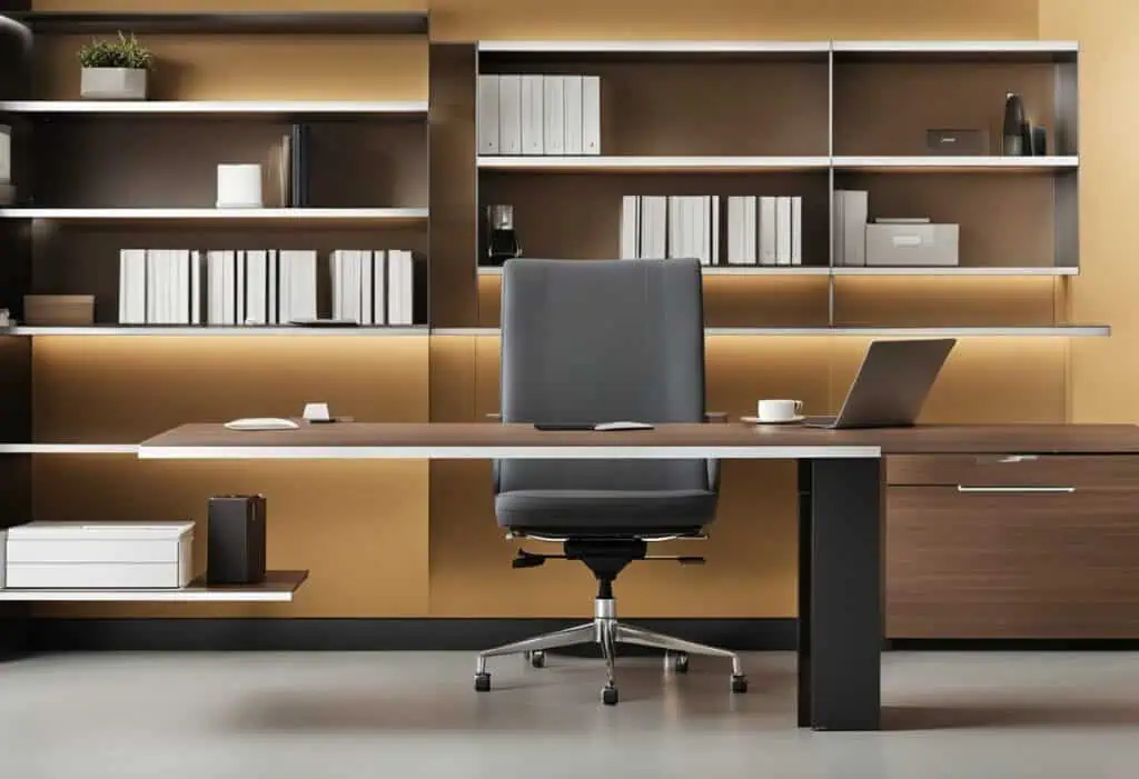 Office desk with L-shaped design, ideal for maximizing space and enhancing productivity in modern wo.