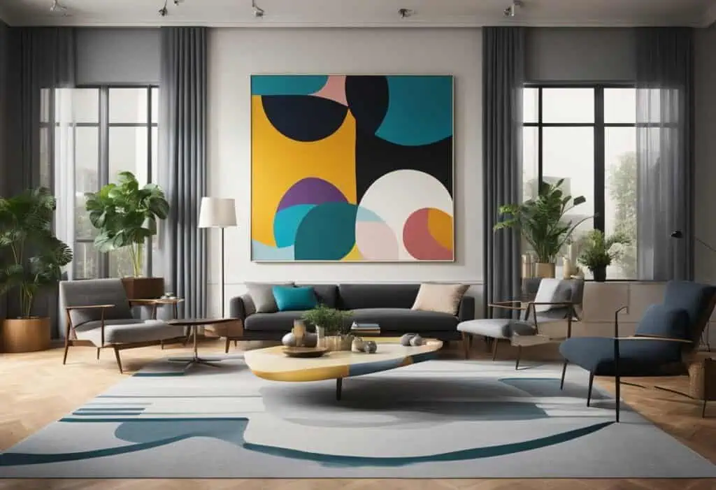 Stylish abstract art piece in modern living room decor.