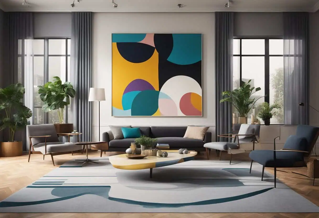 Stylish abstract art piece in modern living room decor.