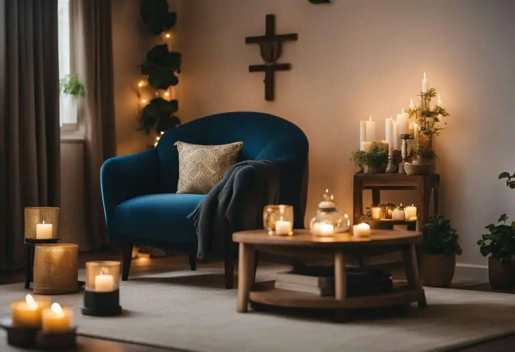 living room design with altar