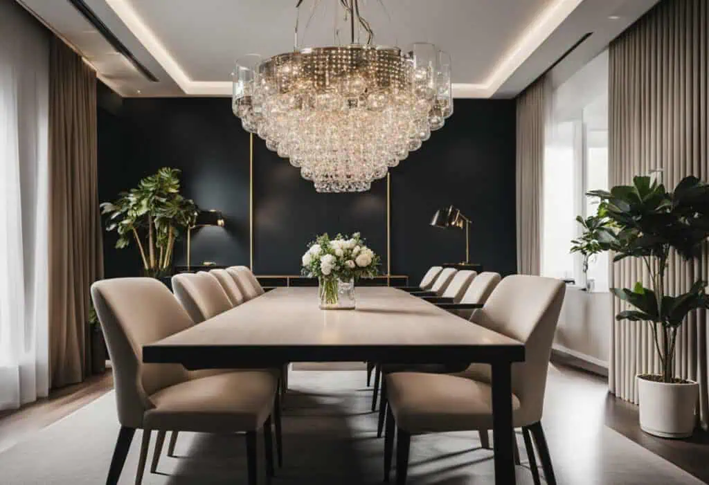 living room design with dining table