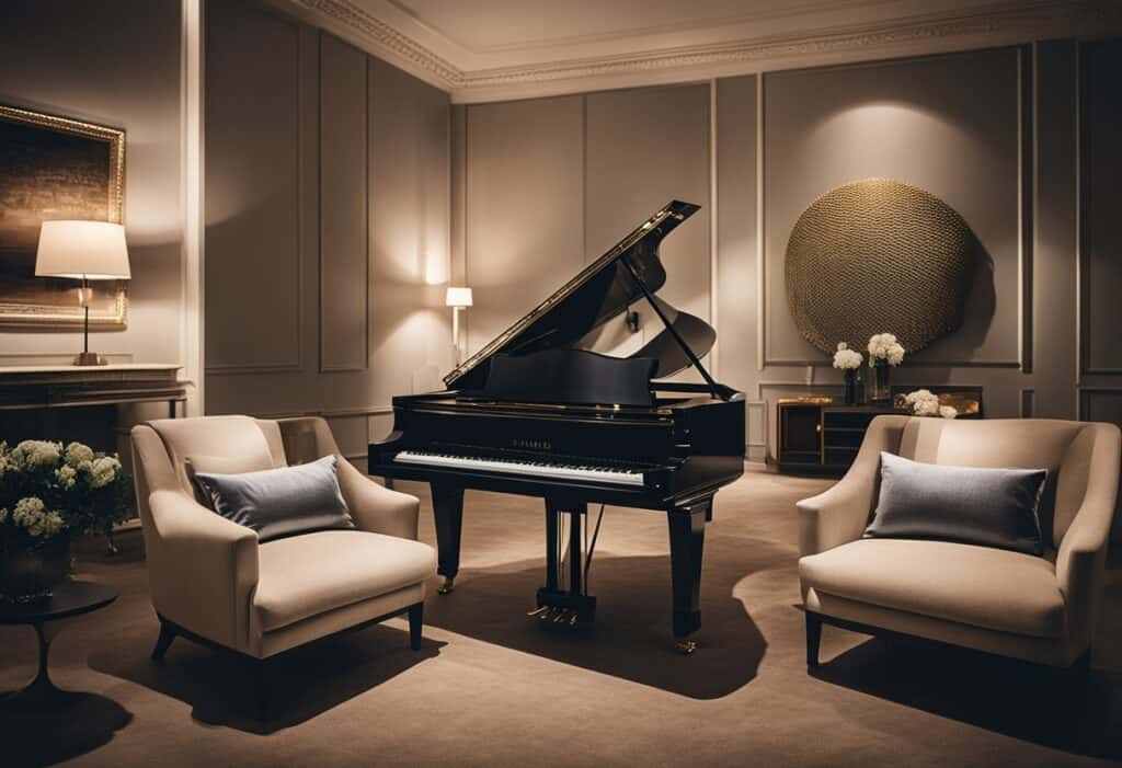 living room design with piano
