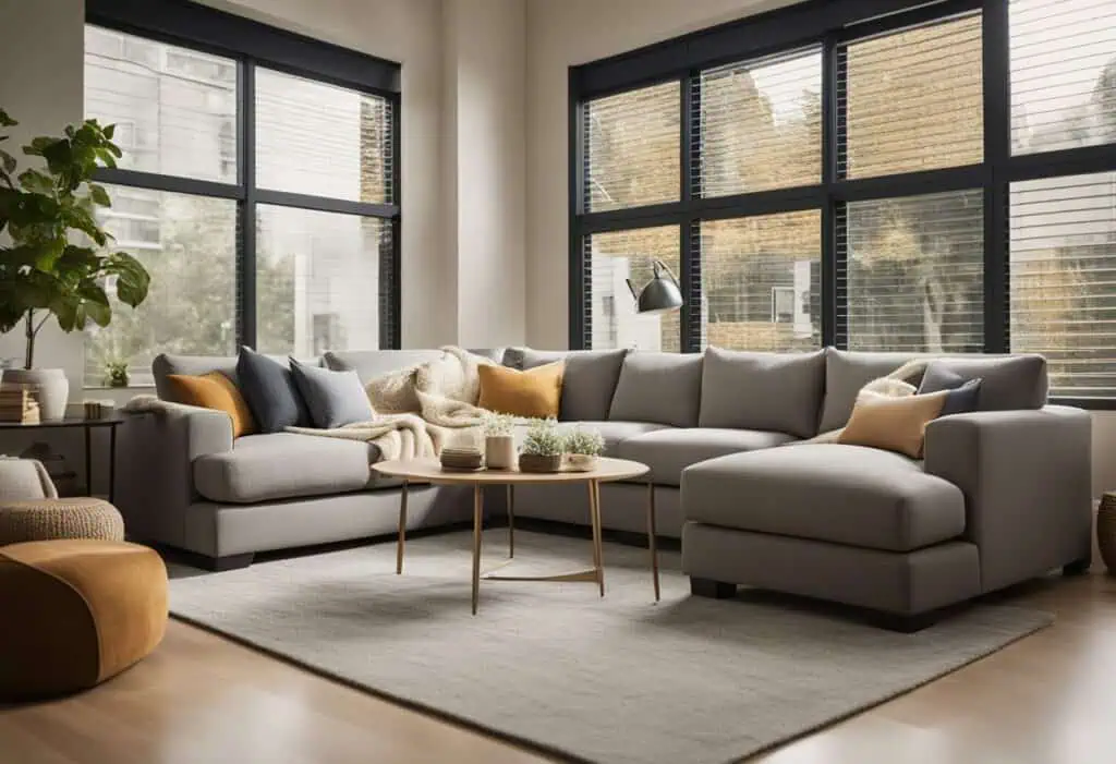 L-shaped sofa for modern living rooms with large windows and natural light.