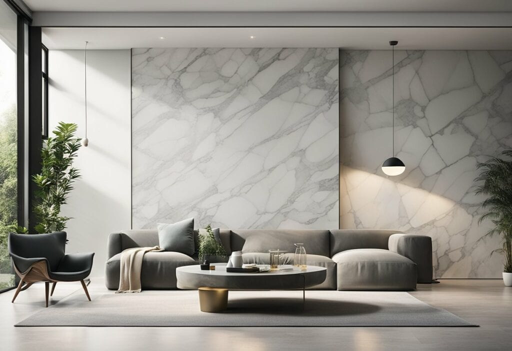 living room marble wall design