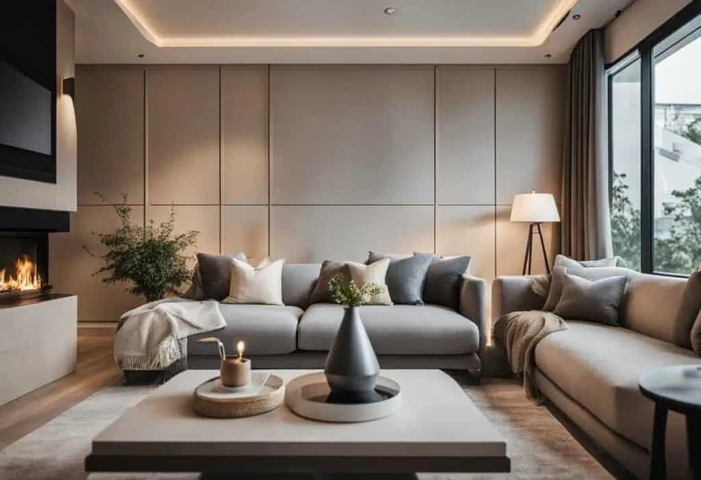 living room with bedroom design
