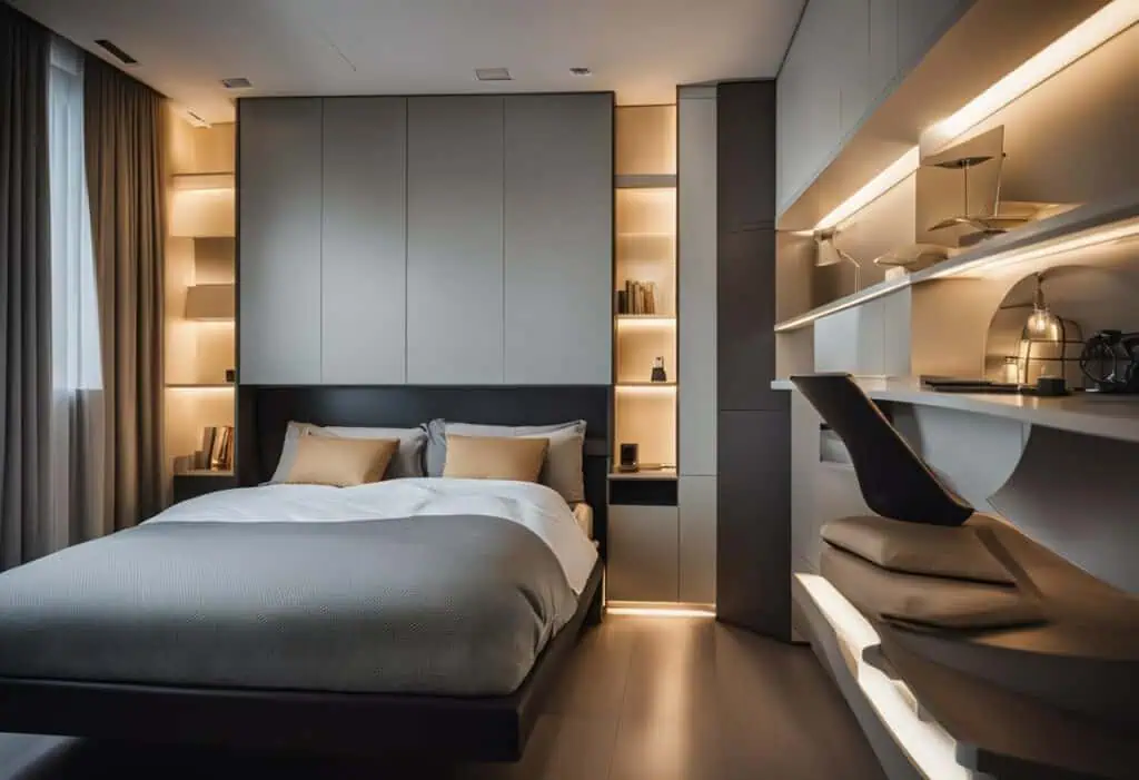 Stylish modern loft bed in Singapore maximizing space in contemporary bedroom.