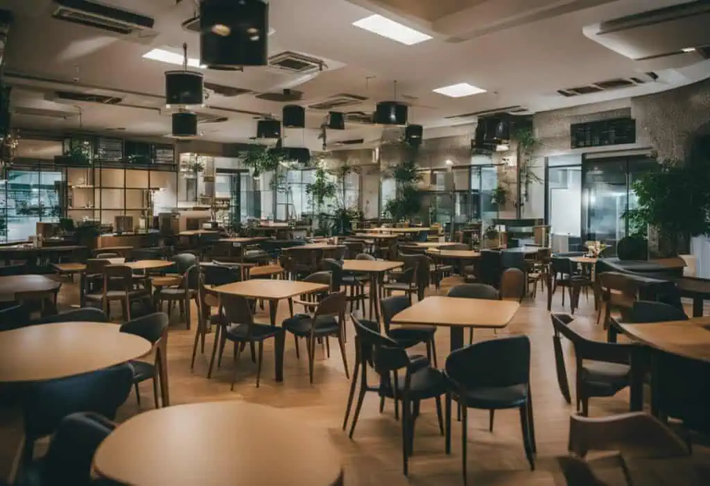 Elegant restaurant space featuring contemporary furniture and cozy atmosphere.