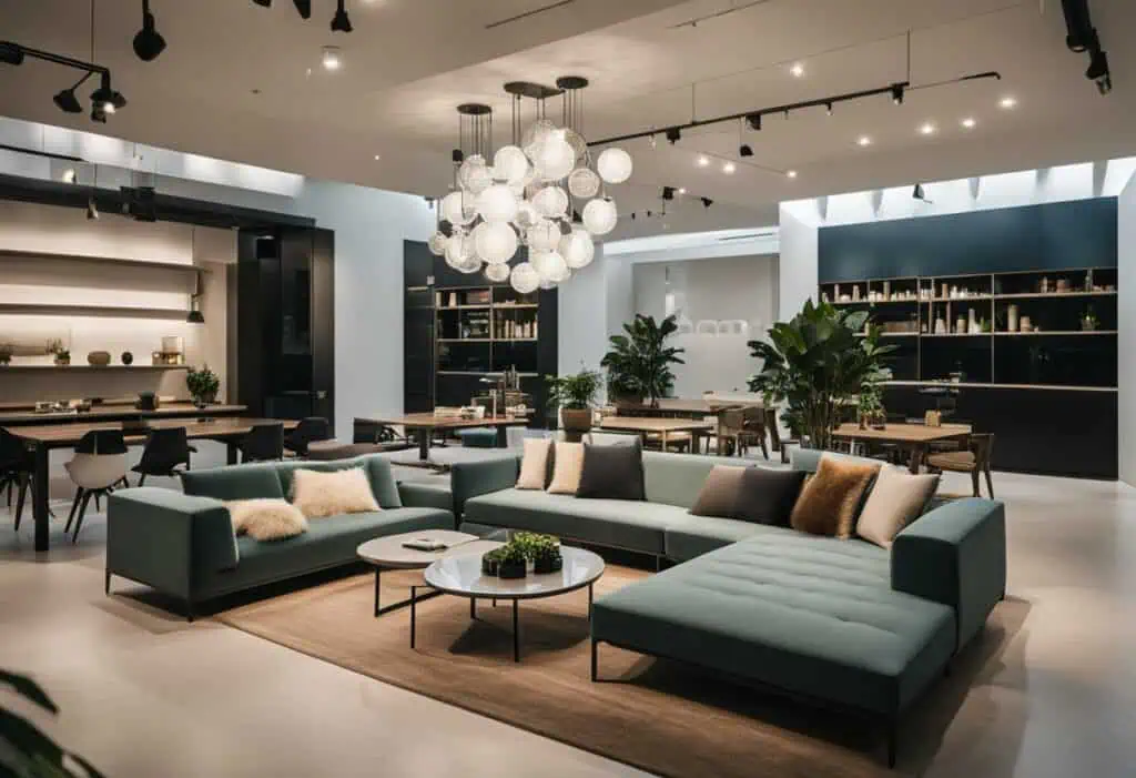 Contemporary living room featuring modern sofas and elegant decor in a sleek, stylish space.