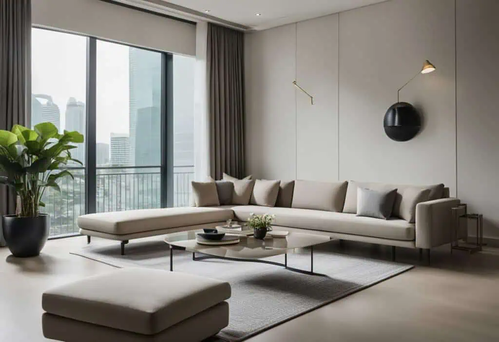 Elegant modern classic sofa set with neutral tones for stylish Singapore homes.
