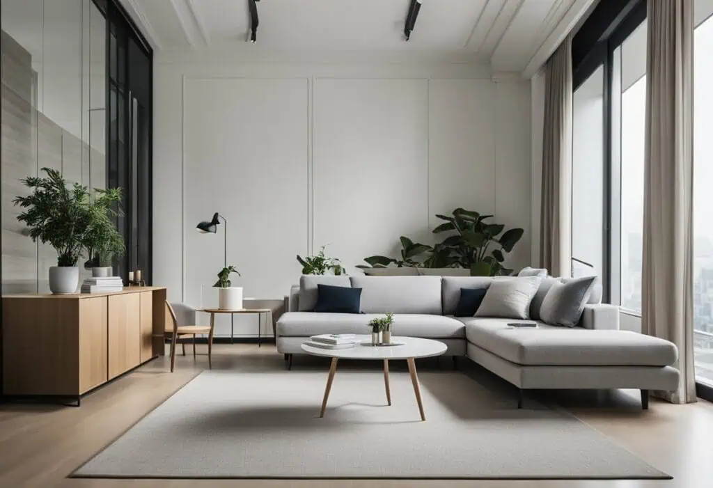 Elegant modern living room with contemporary furniture and natural light.