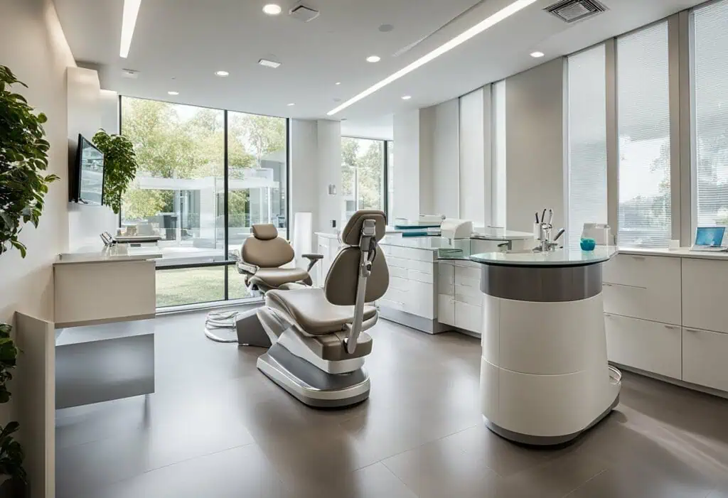 Dental office with advanced equipment and modern design for a comfortable patient experience.