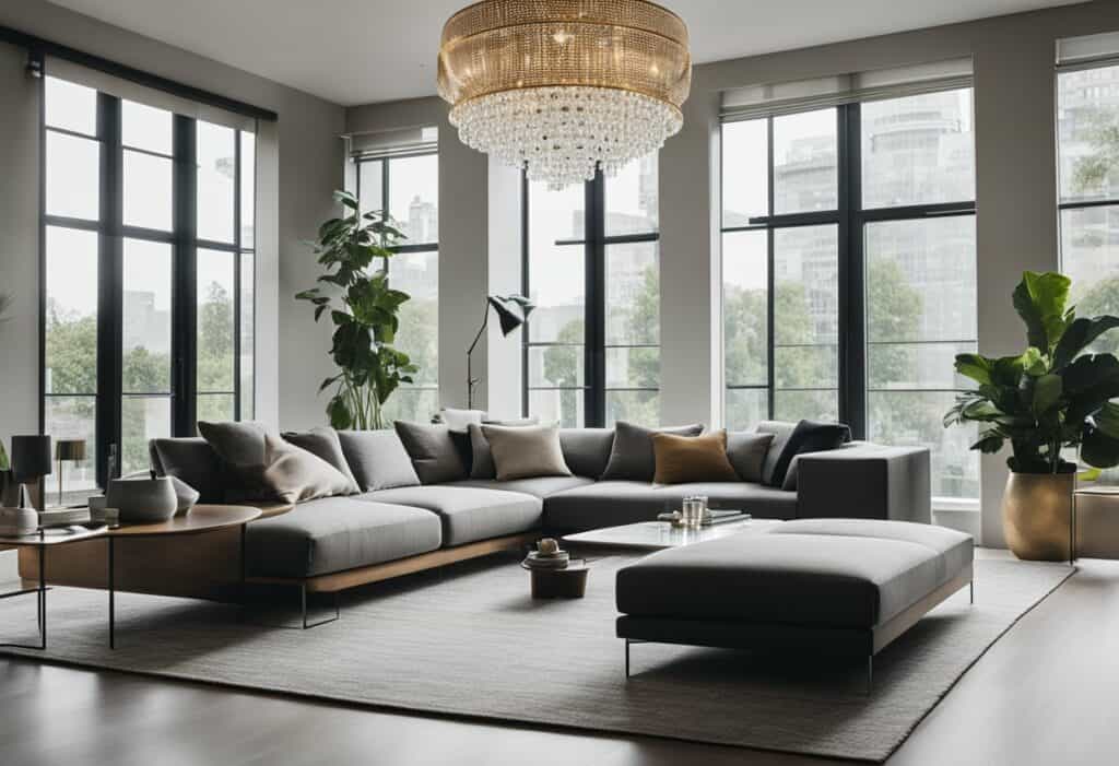 modern high ceiling living room design