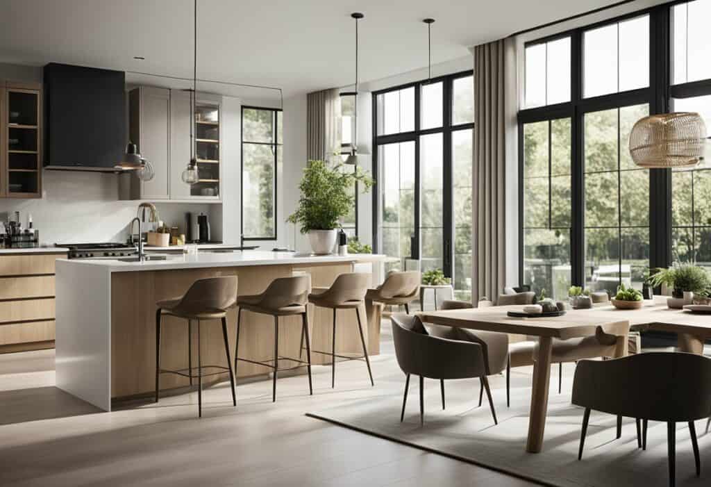 modern kitchen and living room design