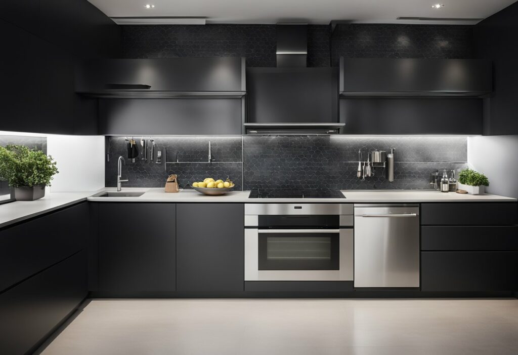 modular kitchen designs black and white