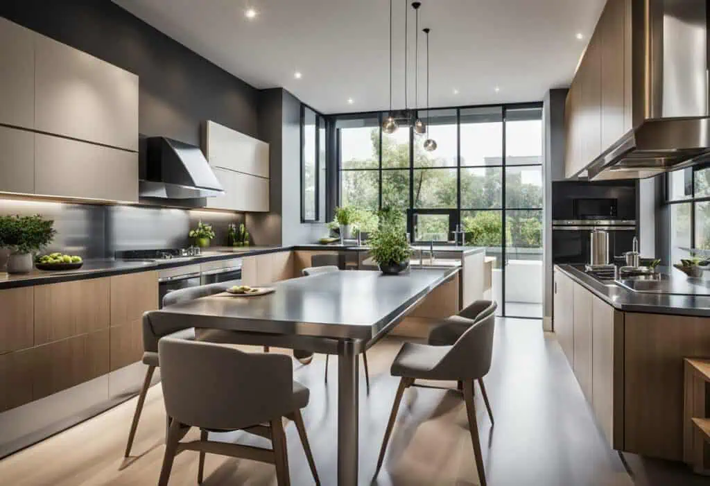 modular kitchen with dining design