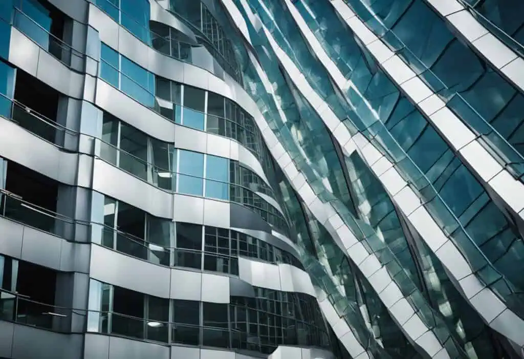 Modern office building with innovative architecture and glass facades.