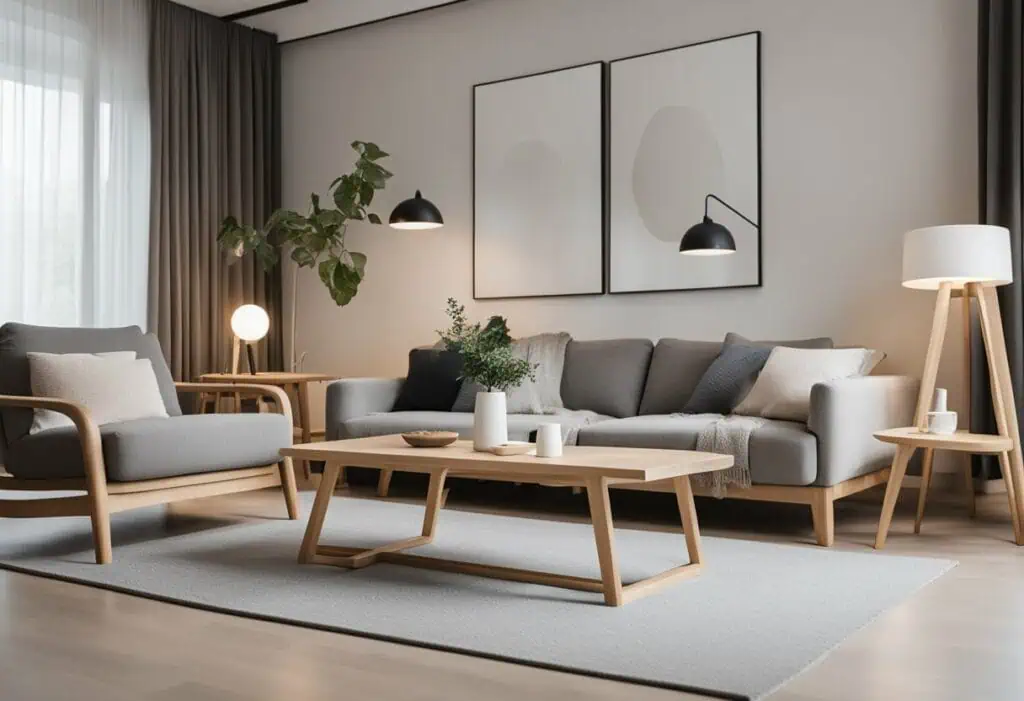 Elegant Scandinavian furniture in a cozy, minimalist living room setting.