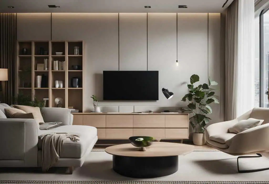 Modern living room furniture with sleek design and cozy seating arrangements.