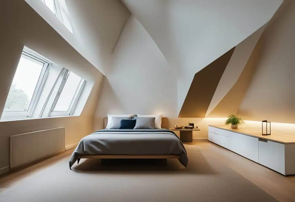 odd shaped bedroom design