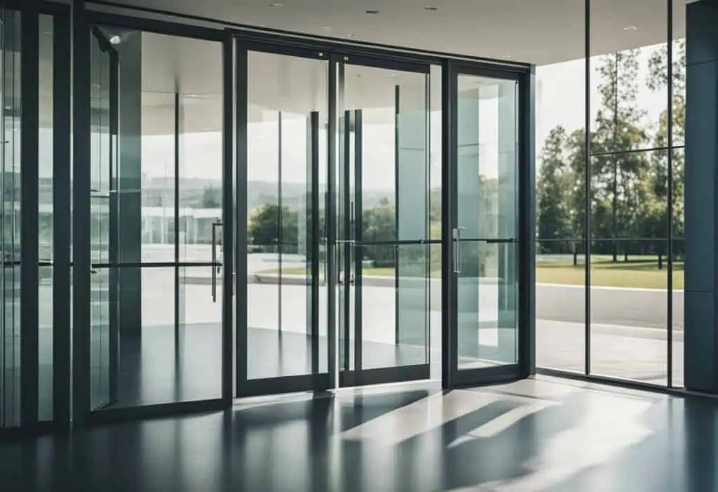 Office Entrance Glass Door - Stylish and welcoming modern design.
