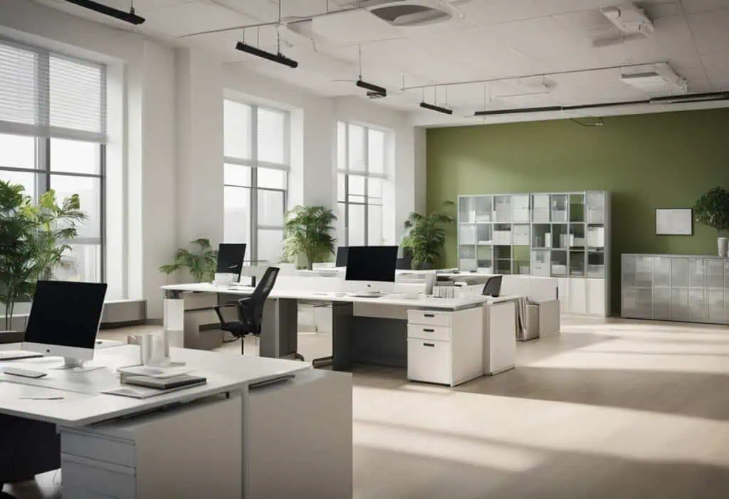 Office interior renovation with bright, modern design and ergonomic furniture for a productive work.