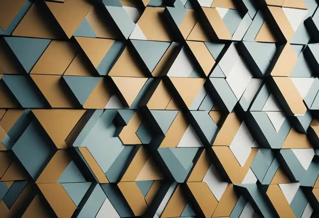 Stylish geometric 3D wall panels for modern office interior decor.