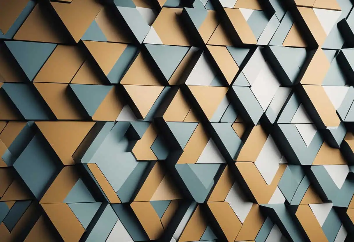 Stylish geometric 3D wall panels for modern office interior decor.