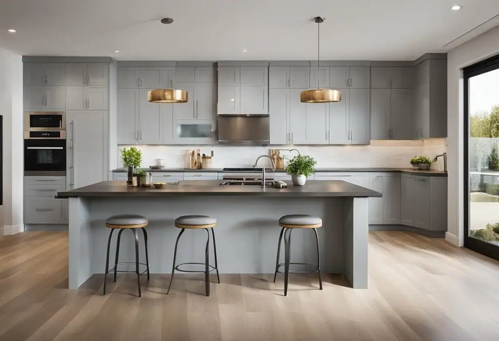 Spacious open-concept BTO kitchen featuring sleek cabinetry, a large island, and modern appliances f.