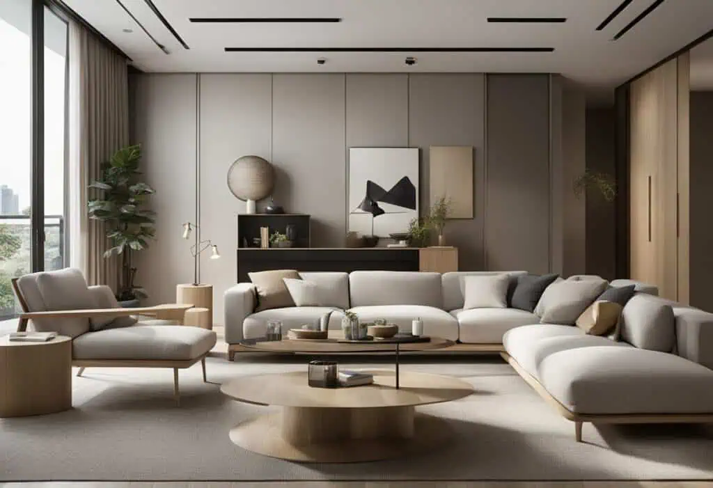 Elegant contemporary sofa set with sleek design and cozy cushions.