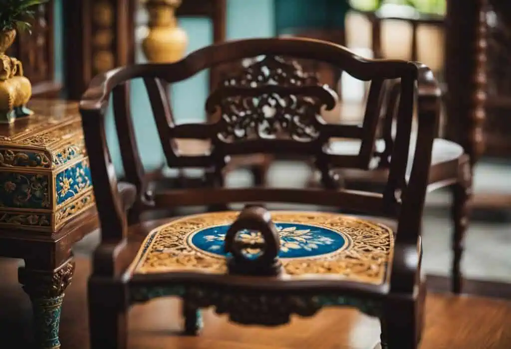Elegant Peranakan furniture in Singapore showcasing intricate woodwork and cultural craftsmanship.