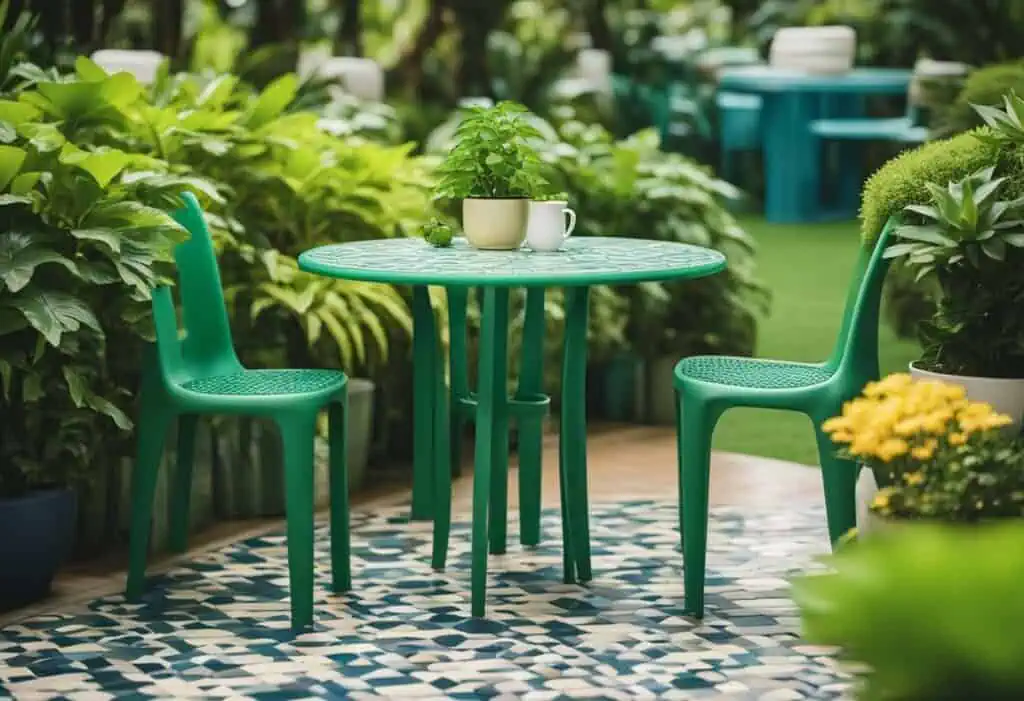 Outdoor plastic furniture set for garden relaxation in Singapore.