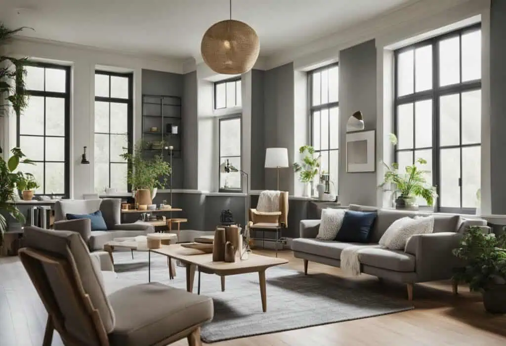 Bright, airy living room with contemporary decor and natural light from expansive windows.