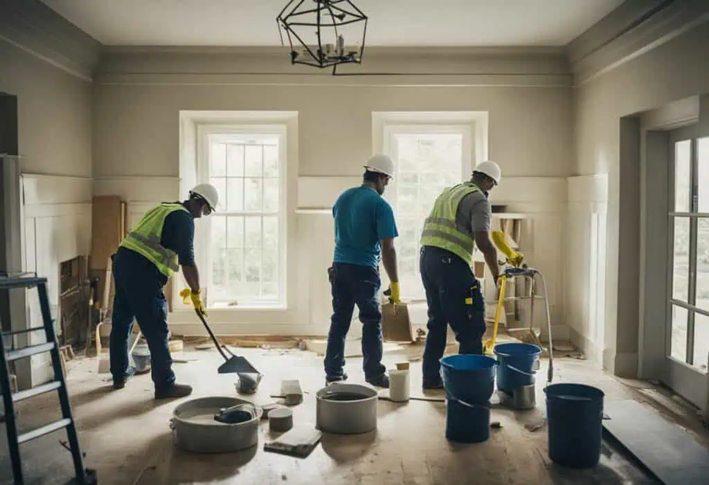 Professional renovation team transforming a home interior.