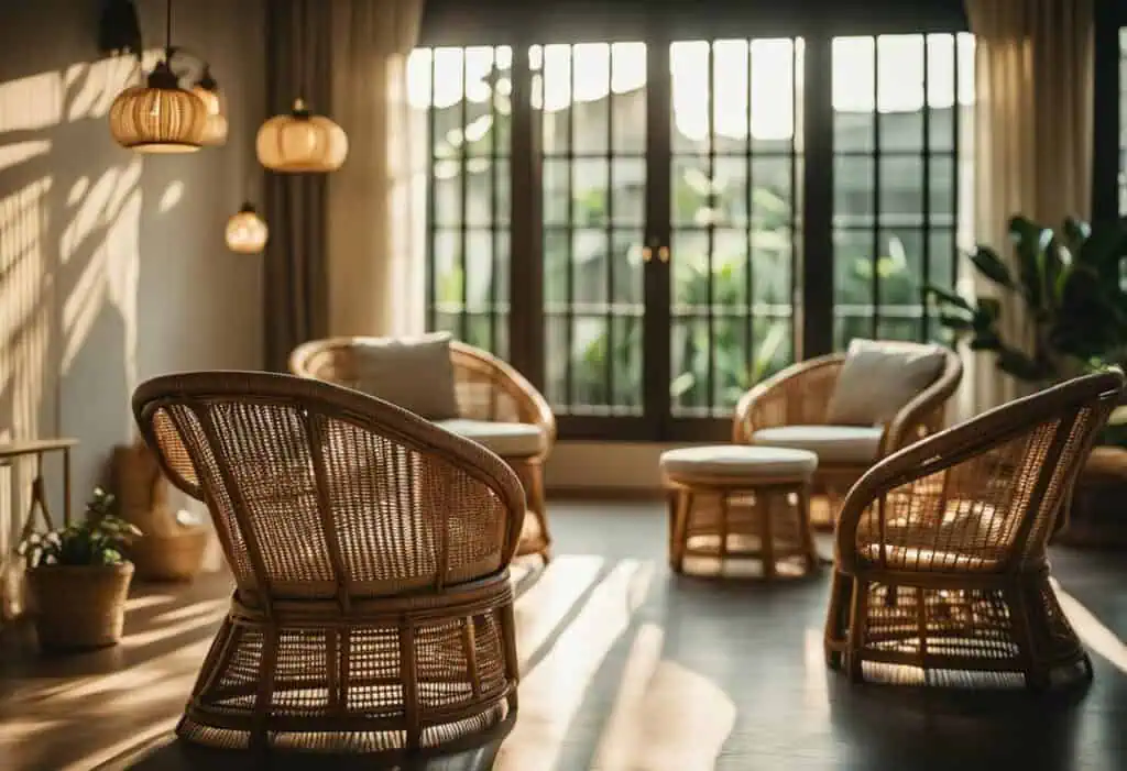 Elegant rattan cane furniture set for living rooms in Singapore.