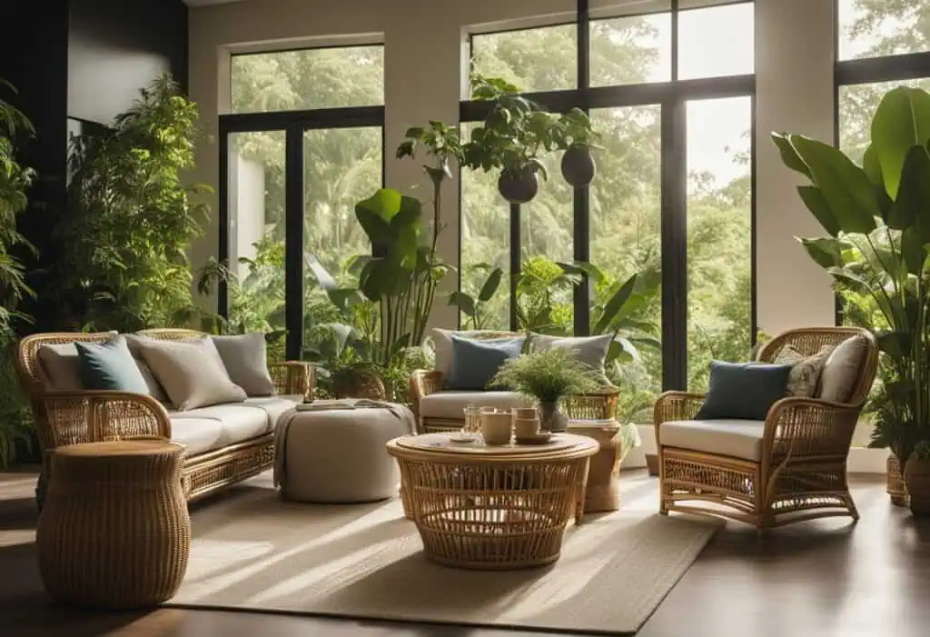 Elegant rattan furniture for a cozy living space.