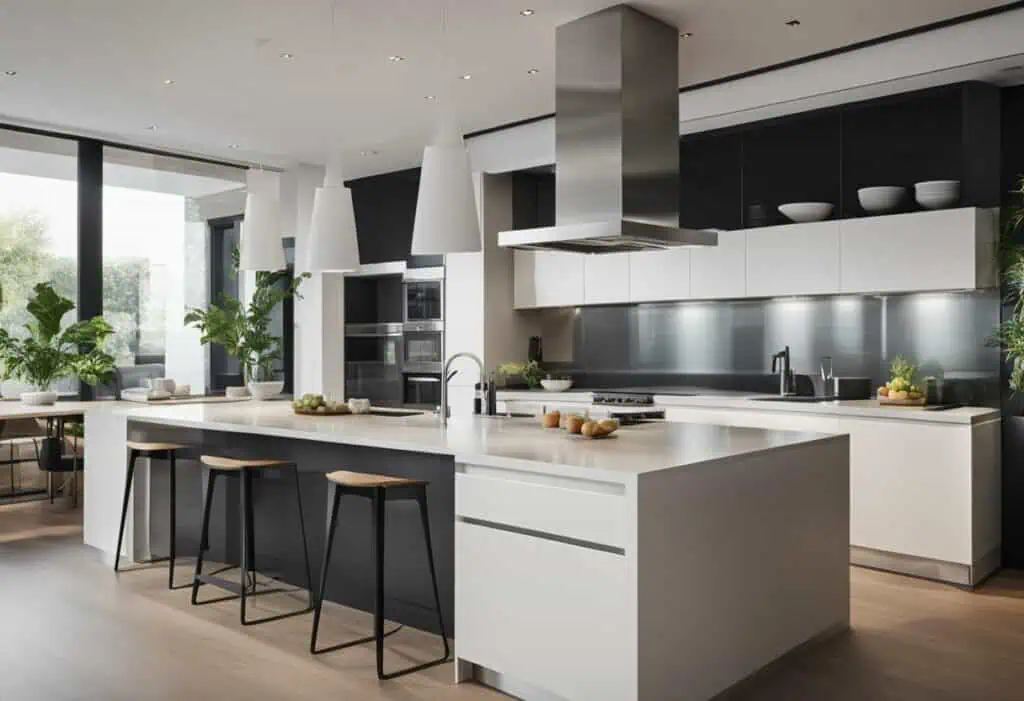 Contemporary kitchen featuring a spacious island, modern cabinetry, and ample natural light for func.