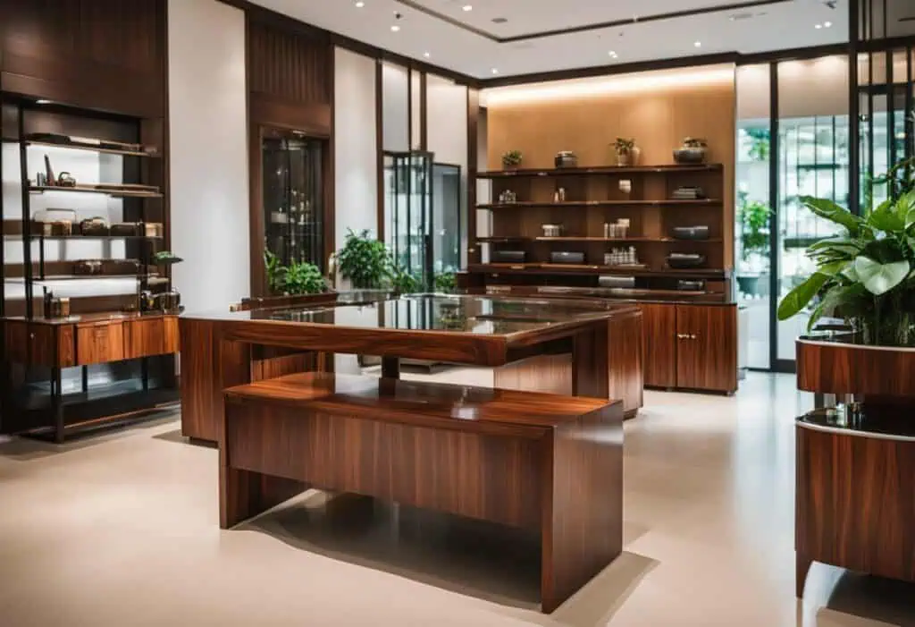 Rosewood furniture showcase for stylish home decor in Singapore.