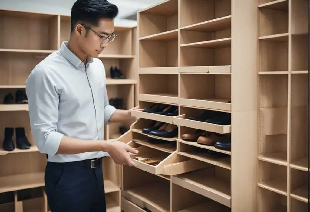 Efficient shoe storage with custom wooden shoe cabinet in Singapore. Perfect for organized and styli.